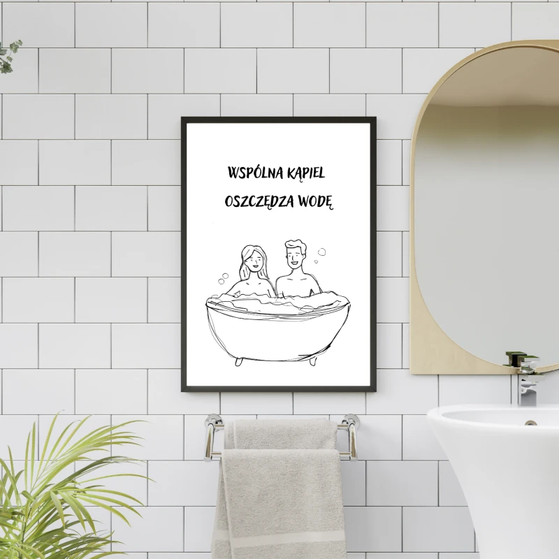 Autorska ilustracja do łazienki na ścianę