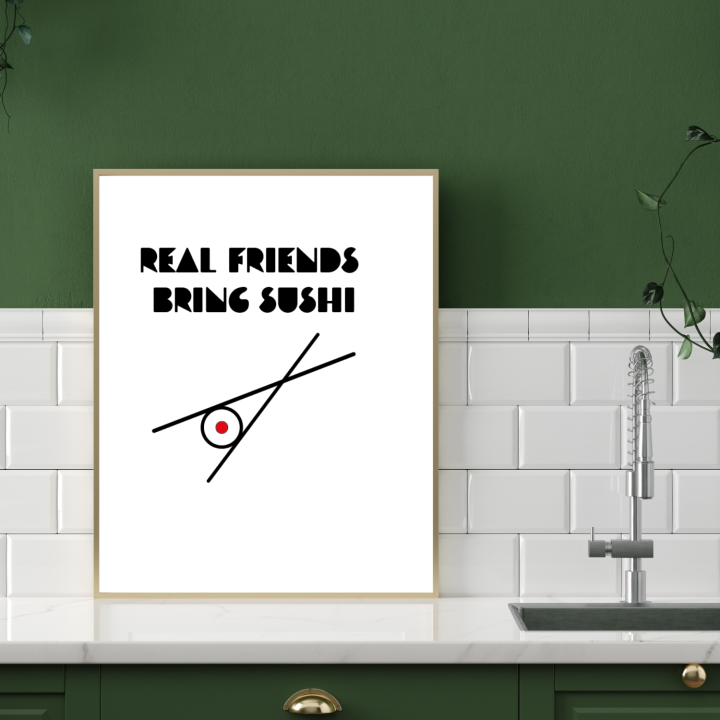 Plakat sushi dekoracja ściany – designerski plakat do kuchni i jadalni, który nadaje wnętrzu modny, kulinarny charakter.