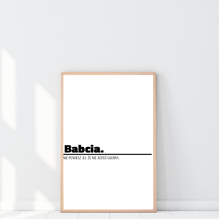 Typograficzny plakat dla Babci na Dzień Babci – stylowy i nowoczesny prezent z eleganckim napisem, idealny do domu lub salonu.