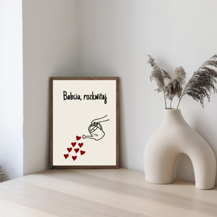 Minimalistyczny plakat na Dzień Babci – elegancka dekoracja ścienna, idealna jako sentymentalny i stylowy prezent dla Babci.