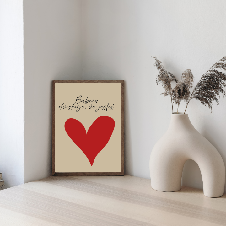 Plakat prezentowy dla Babci – stylowa dekoracja ścienna z osobistym, emocjonalnym przekazem