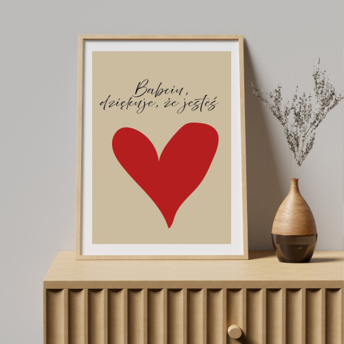 Plakat prezentowy dla Babci – stylowa dekoracja ścienna z osobistym, emocjonalnym przekazem