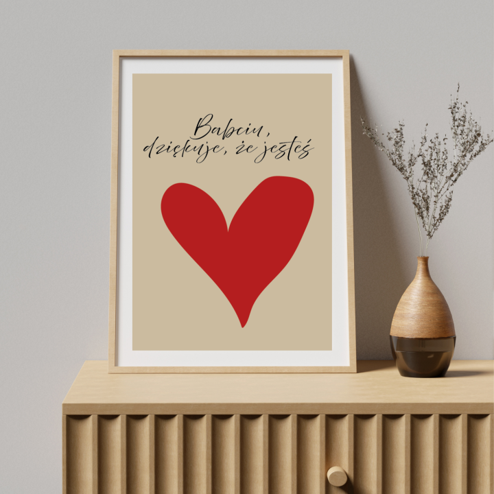 Plakat prezentowy dla Babci – stylowa dekoracja ścienna z osobistym, emocjonalnym przekazem