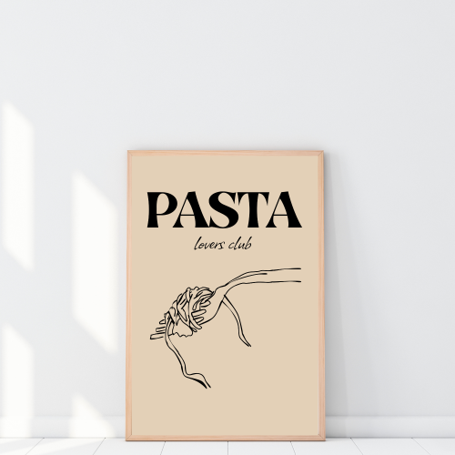 Minimalistyczny plakat z napisem dla wielbicieli włoskiej kuchni do nowoczesnego wnętrza
