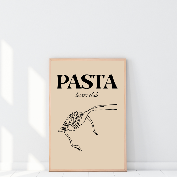 Minimalistyczny plakat z napisem dla wielbicieli włoskiej kuchni do nowoczesnego wnętrza