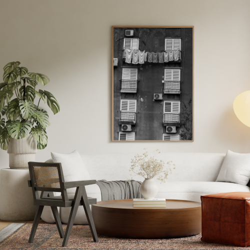 Czarno-biały plakat Chorwacja fotografia miasteczka na ścianę dekoracja do domu i mieszkania