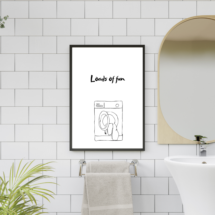 Zabawny plakat do łazienki lub pralni ze śmiesznym napisem