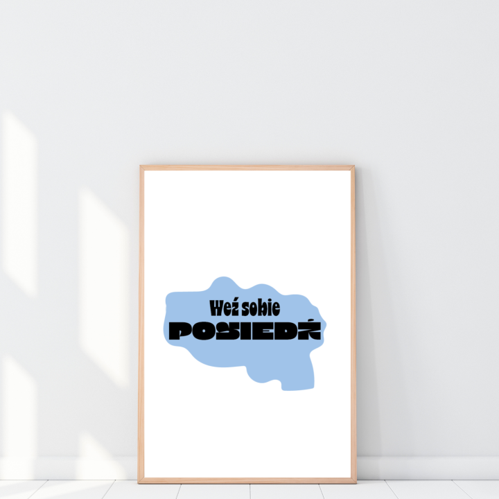 Humorystyczny plakat z napisem do łazienki - dekoracja na ścianę