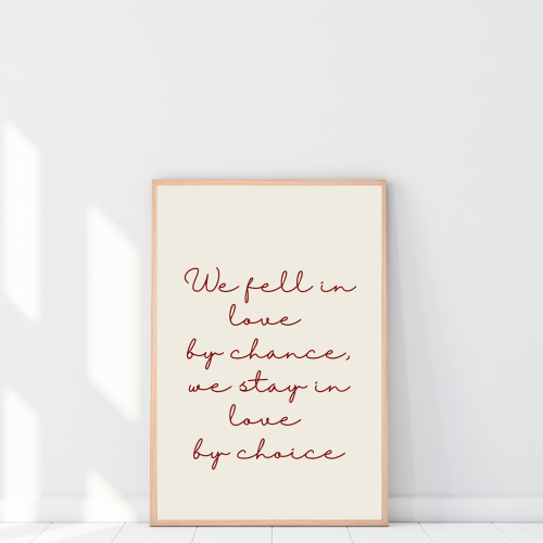 Plakat z romantycznym cytatem do salonu lub sypialni - dekoracja do wnętrza
