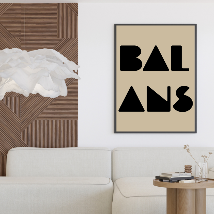 Beżowy plakat na ścianę z modnym hasłem