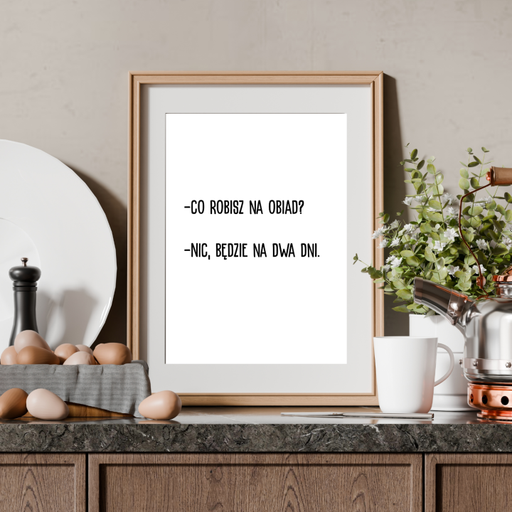 Plakat z białym tłem do minimalistycznej kuchni lub jadalni