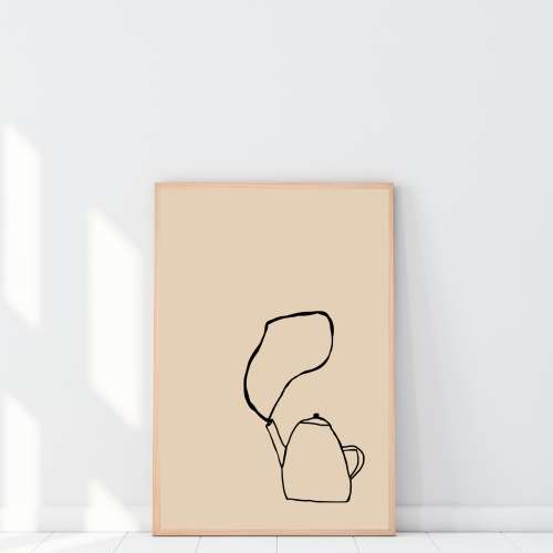Dekoracyjny plakat z dzbankiem herbaty to grafika do kuchni lub jadalni do powieszenia na ścianie