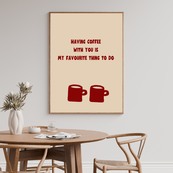 Plakat z cytatem o kawie do kuchni