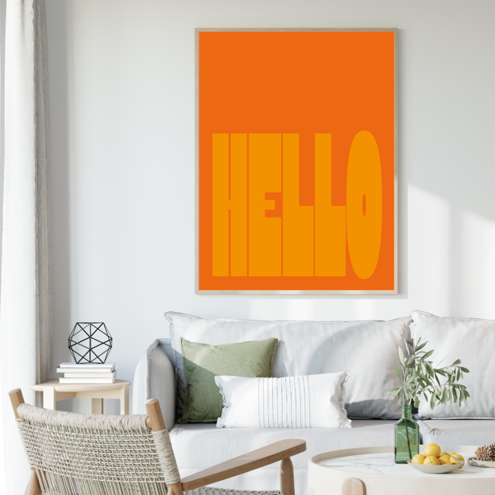 Kolorowy plakat z krótkim powitalnym napisem do przedpokoju lub wiatrołapu.