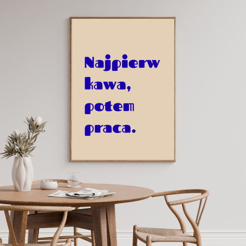 Plakat z cytatem o kawie nowoczesna dekoracja ściany do kuchni i salonu