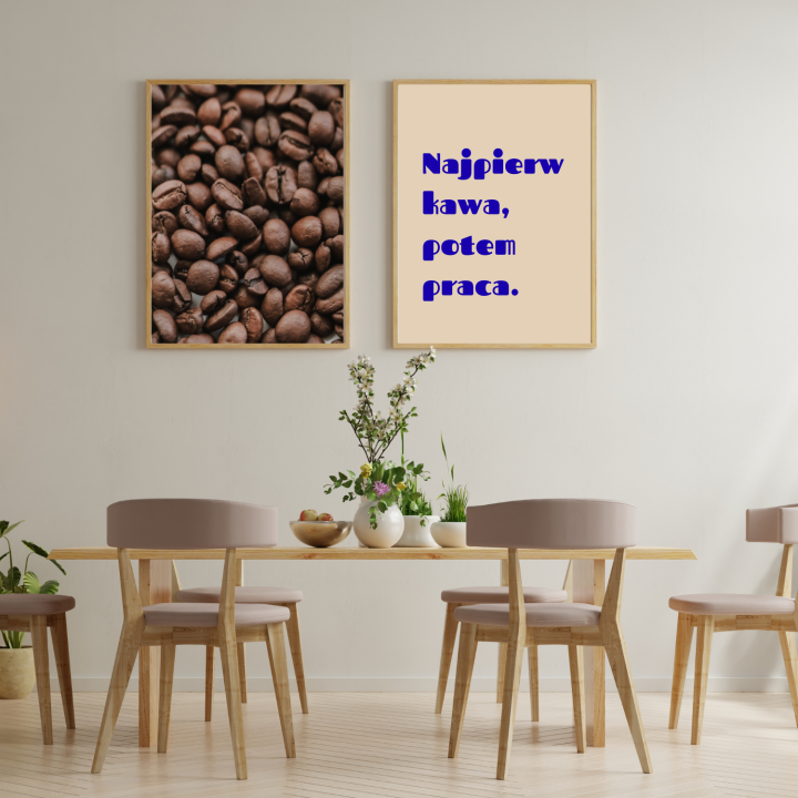 Plakat kawa ziarna minimalistyczny do jadalni i kuchni