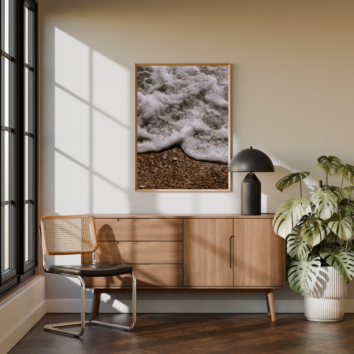 Autorski plakat premium fale morskie z bliska – luksusowa dekoracja ścienna fine art do eleganckiego wnętrza