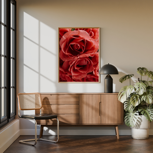 Romantyczny plakat z czerwonymi różami to stylowa dekoracja i pomysł na prezent