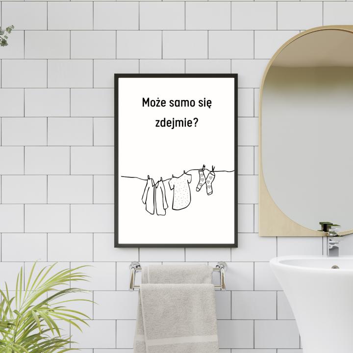 Plakat do dekoracji łazienki z humorystycznym napisem przyciągająca uwagę ozdoba do domu lub mieszkania