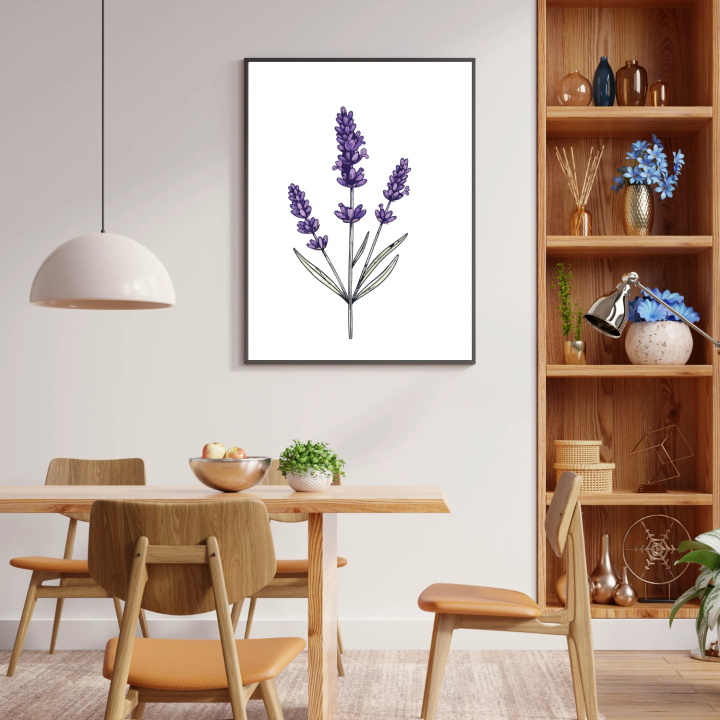 Plakat z lawendą do przedpokoju – elegancka dekoracja ścienna idealna do klasycznych i jasnych wnętrz.