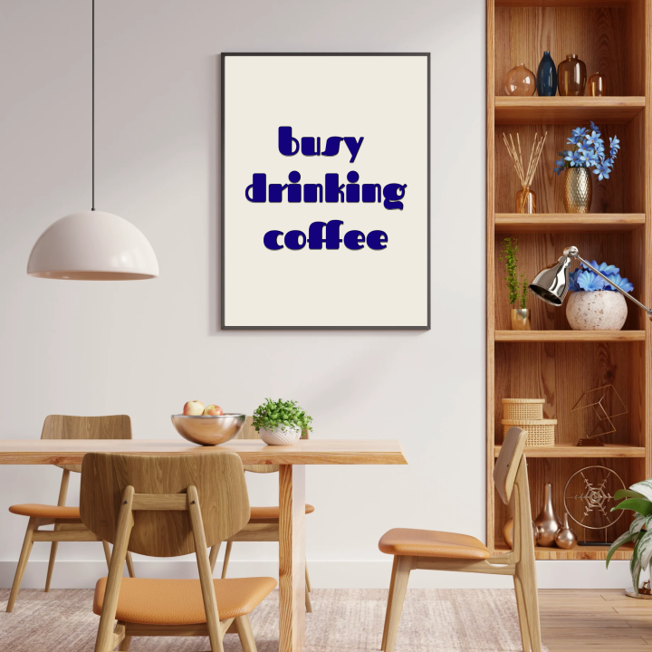 Zabawny plakat o piciu kawy dla zmęczonej mamy