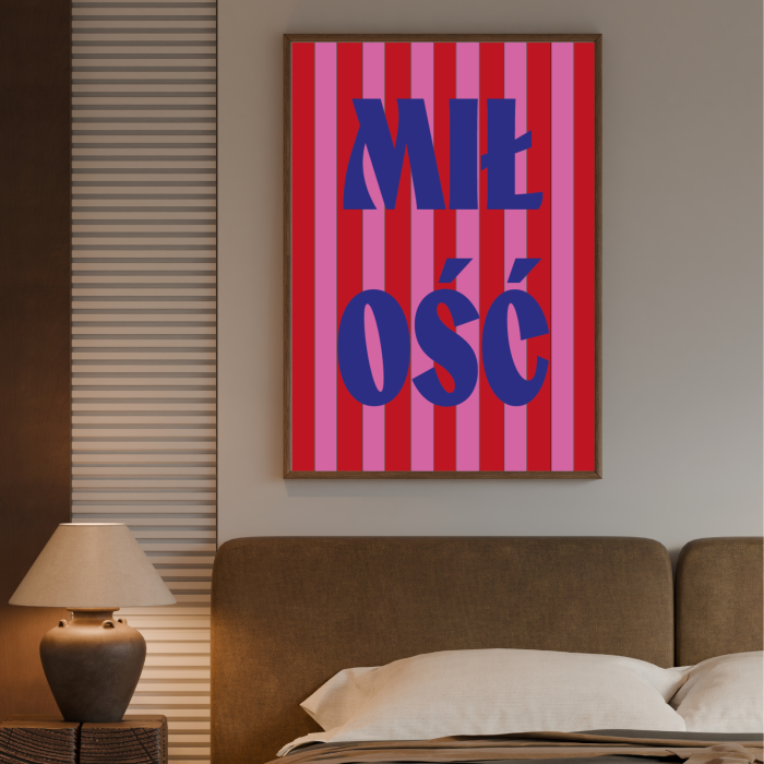 Plakat typograficzny do aranzacji przestrzeni nad lozkiem w sypialni