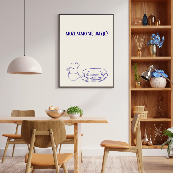 Zabawny napis o myciu naczyń plakat do kuchni