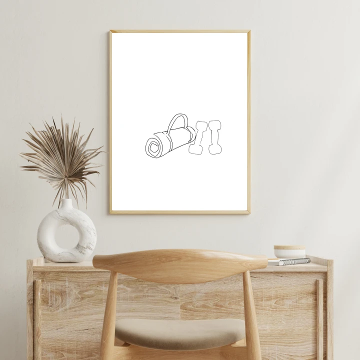 Plakat line art do domowej siłowni minimalistyczna dekoracja fitness z motywacją