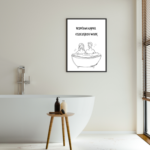 Czarno-biały plakat do nowoczesnej łazienki – minimalistyczna dekoracja ścienna, która wprowadza elegancki, spójny styl i pasuje do każdego wnętrza.