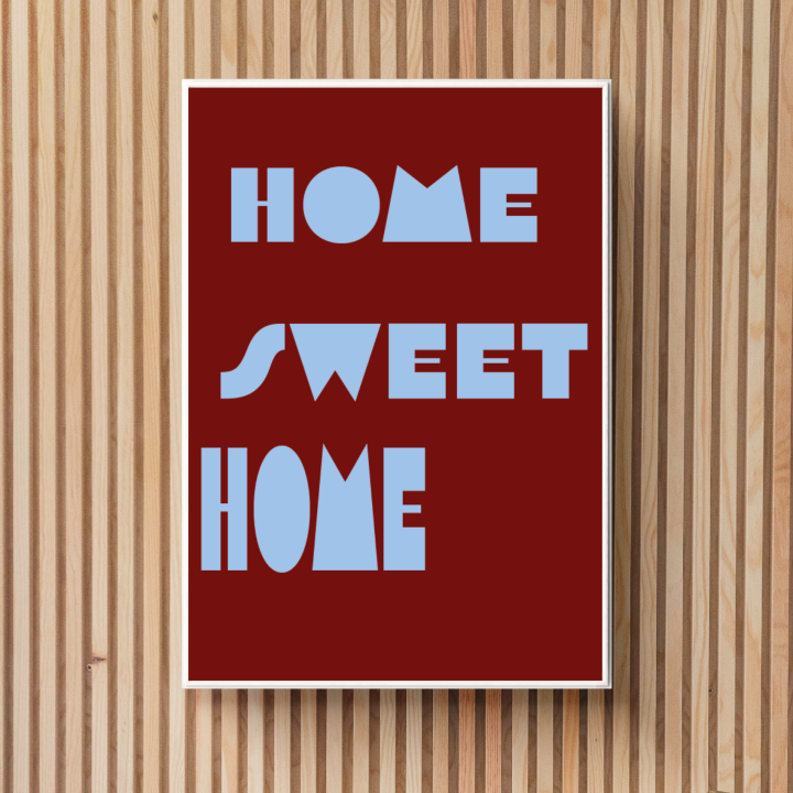 Plakat ścienny do przedpokoju z napisem Home sweet home to stylowa dekoracja na wejście do domu