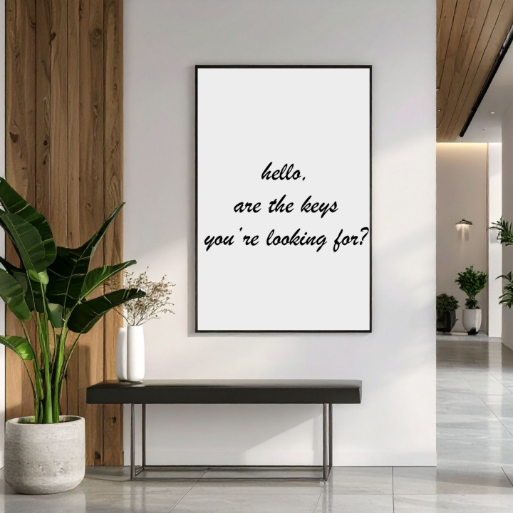 Plakat do wiatrołapu z humorystycznym pytaniem to zabawna dekoracja na ścianę