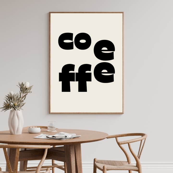 Plakat ścienny Coffee to napis do kuchni lub salonu, który uzupełnia wystrój wnętrza