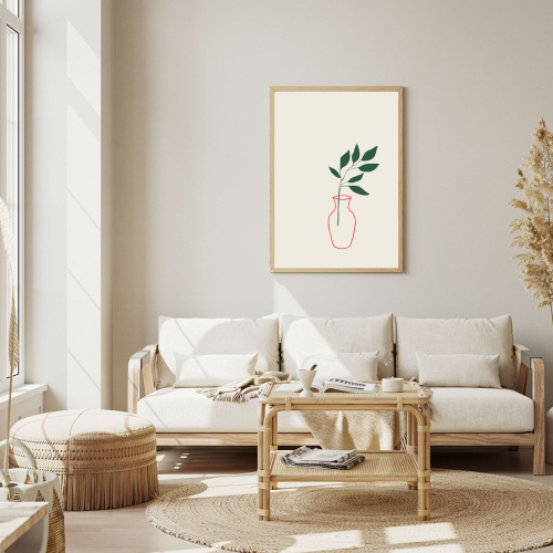 Plakat kwiat w wazonie oryginalna dekoracja ścienna do salon lub sypialni na ścianę