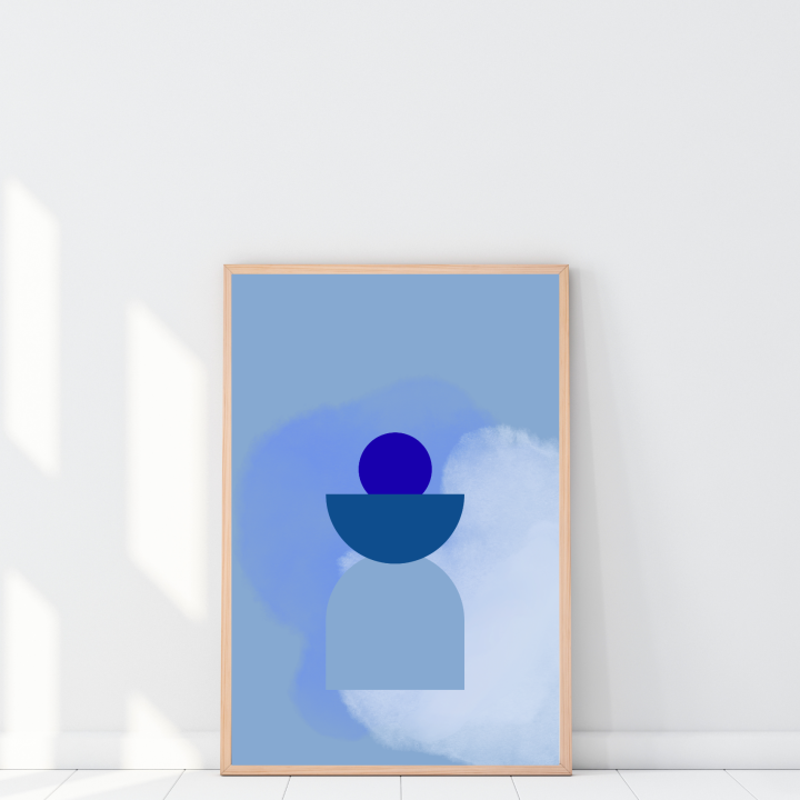 Niebieski plakat 30x40 cm do nowoczesnego przedpokoju – stylowa dekoracja ścienna, która odświeża wejście do domu i nadaje mu elegancki, minimalistyczny charakter.