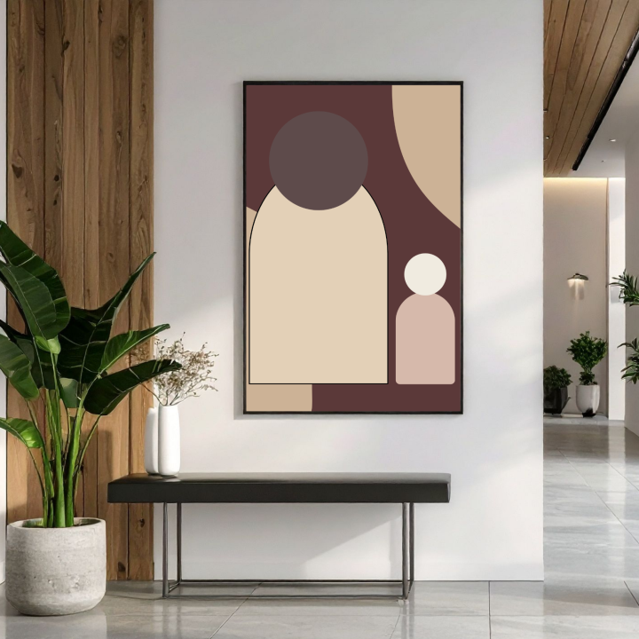 Plakat abstrakcyjny w brązowych odcieniach do nowoczesnego salonu – stylowa dekoracja ścienna, która ociepla wnętrze i nadaje mu elegancki, designerski charakter.