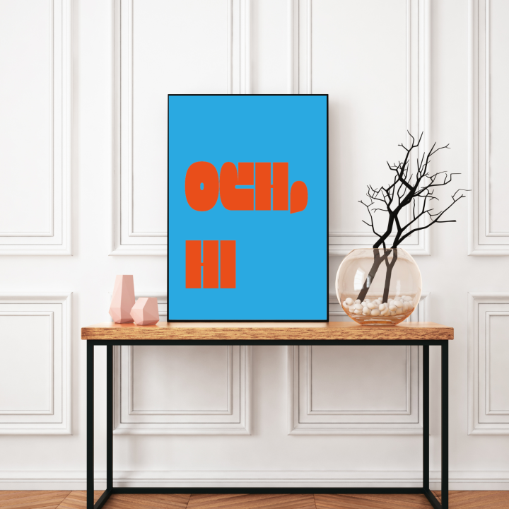 Typograficzny plakat 20x30 cm do przedpokoju – elegancka dekoracja na komodę, która wprowadza modny, powitalny akcent do wnętrza.