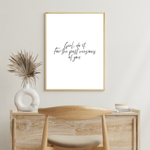 Plakat motywacyjny minimalistyczny do biura z inspirującym cytatem
