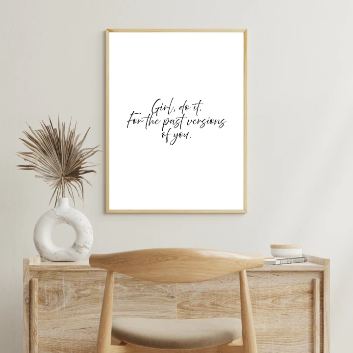Plakat motywacyjny minimalistyczny do biura z inspirującym cytatem