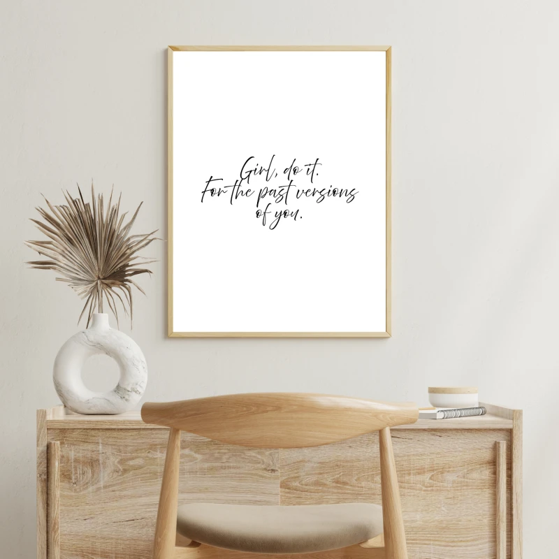 Plakat motywacyjny minimalistyczny do biura z inspirującym cytatem
