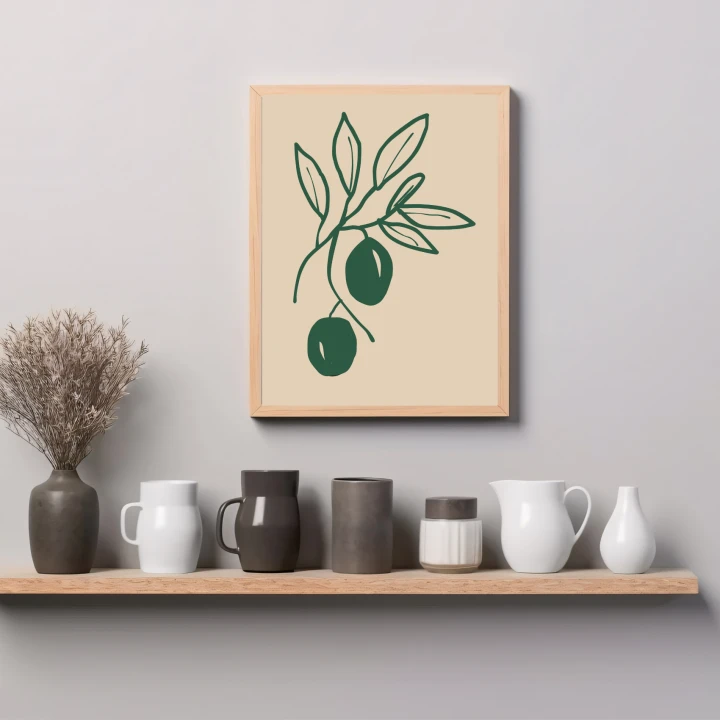 Beżowy plakat kuchenny do dekoracji jadalni to minimalistyczny dodatek, który ociepli Twoje wnętrze i nada mu oryginalny charakter