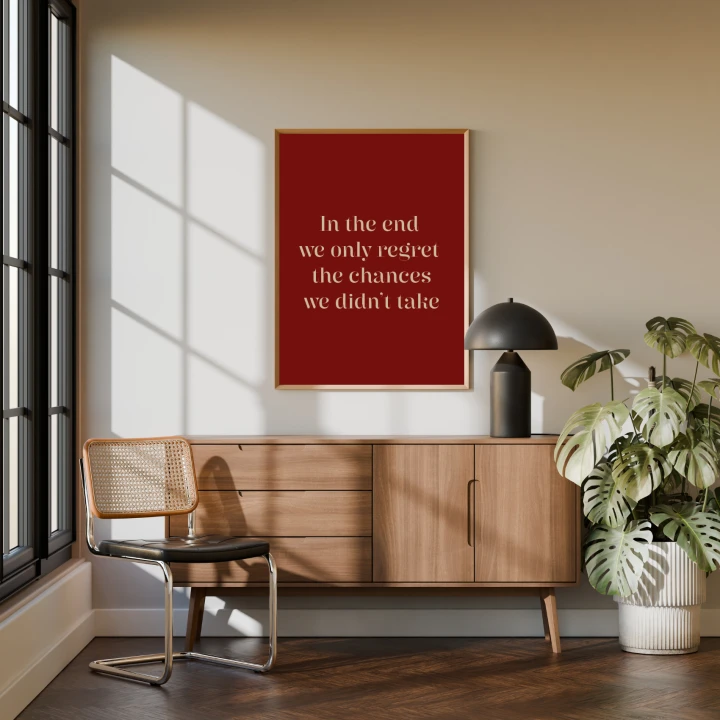 Plakat z motywacyjnym cytatem do salonu lub domowego biura - stylowa dekoracja na ścianę