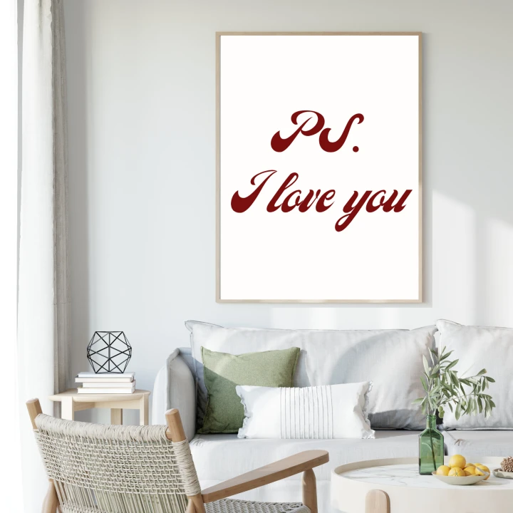 Wzruszający plakat nad kanapę do jasnego salonu to autorska dekoracja na ścianę
