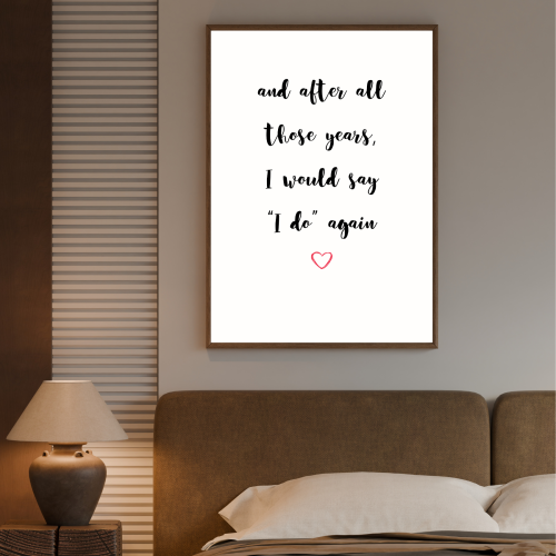 Romantyczny plakat na prezent z okazji rocznicy ślubu - dekoracja na ścianę do salonu