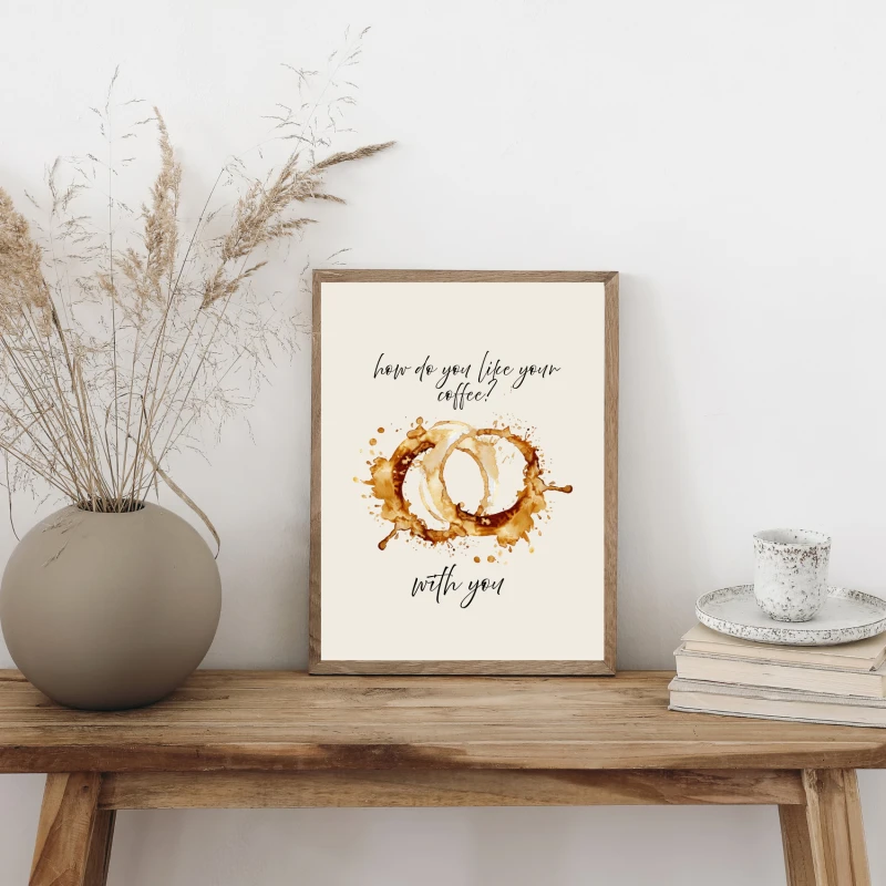 Plakat kuchenny z napisem o kawie to stylowa i humorystyczna dekoracja ścienna