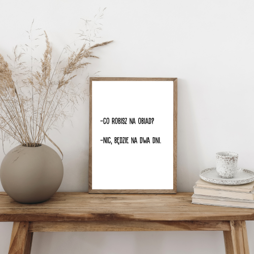 Typograficzny plakat do kuchni dla żony na prezent