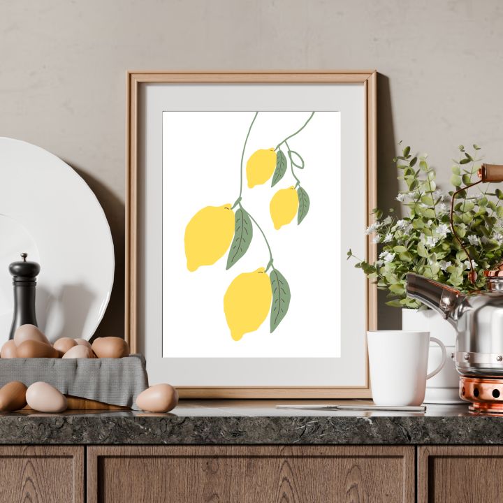 Plakat Lemons z cytrynami to designerska dekoracja do kuchni i jadalni