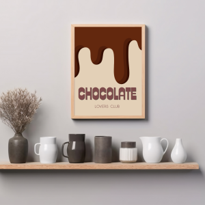 Oryginalna grafika do kuchni lub jadalni z motywem czekolady i napisem Chocolate lovers club