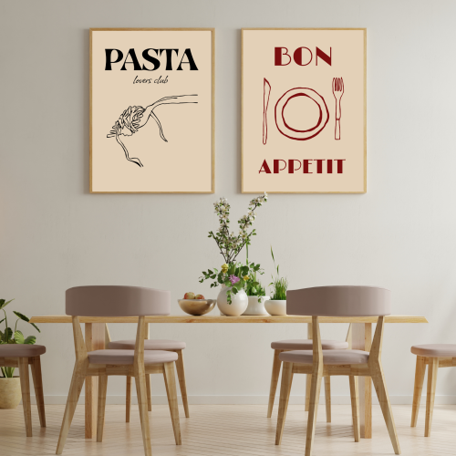 Odmień swoją kuchnię w kilka chwil – zestaw 2 stylowych plakatów kulinarnych, które dodają wnętrzu charakteru