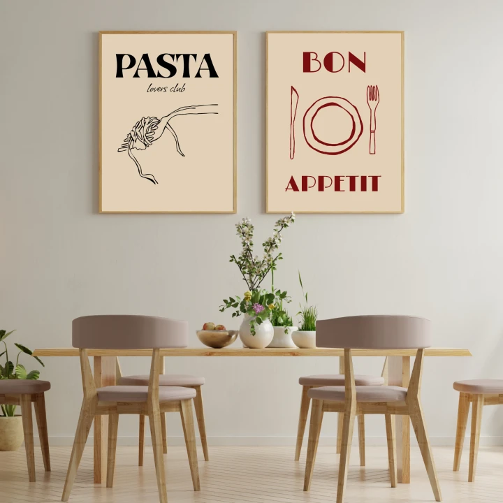 Odmień swoją kuchnię w kilka chwil – zestaw 2 stylowych plakatów kulinarnych, które dodają wnętrzu charakteru