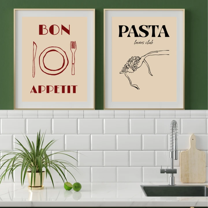 Nowoczesne plakaty do kuchni i jadalni w zestawie – modne dekoracje do kuchni lub jadalni, które stworzą przytulny klimat